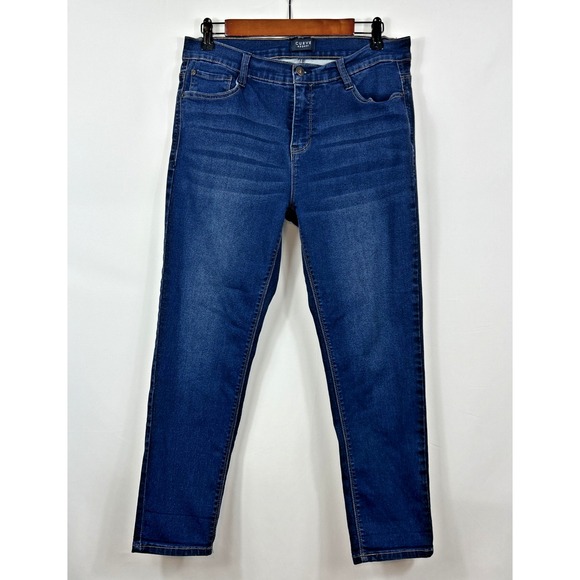 Curve Appeal Jeans 12 Dark Wash Ankle Stretch - Picture 1 of 9